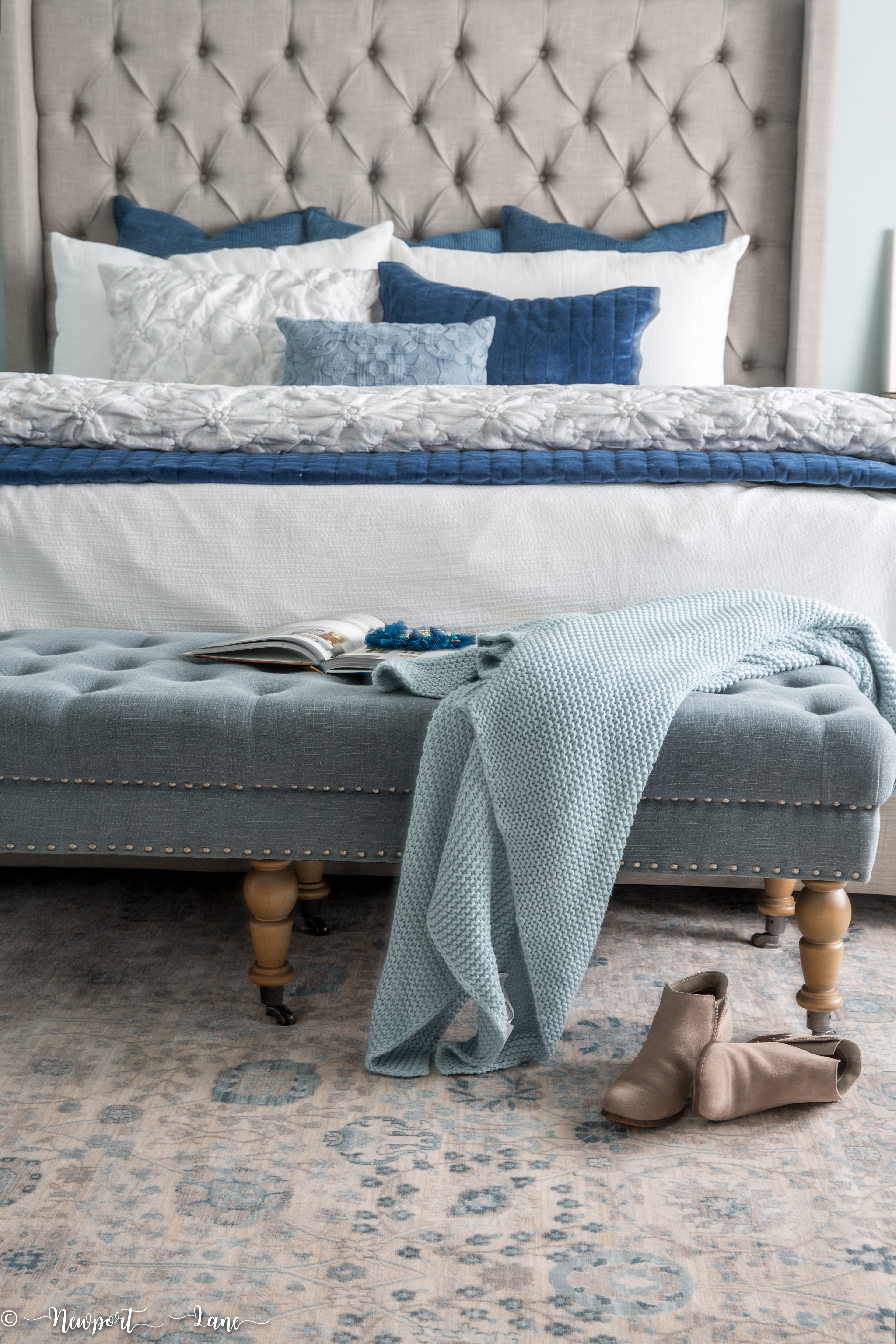 Our California Coastal Bedroom Makeover is full of soothing blue and whites and coastal touches