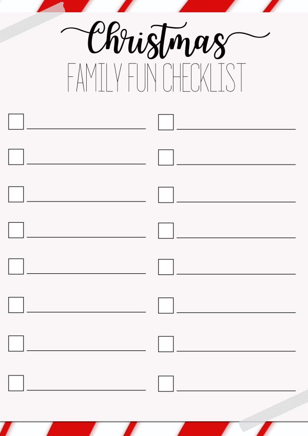 Free Christmas Family Fun Checklist printable