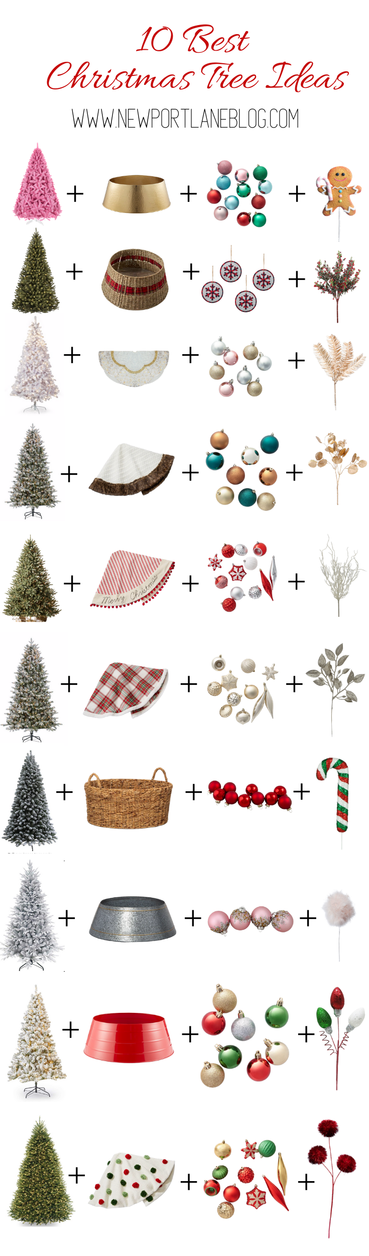 10 Best Christmas Tree Ideas for 2019. Glam Tree, Rustic Tree, Red and Green Tree, Tree Collar, Tree Skirt. #christmastree #bestchristmastreeideas