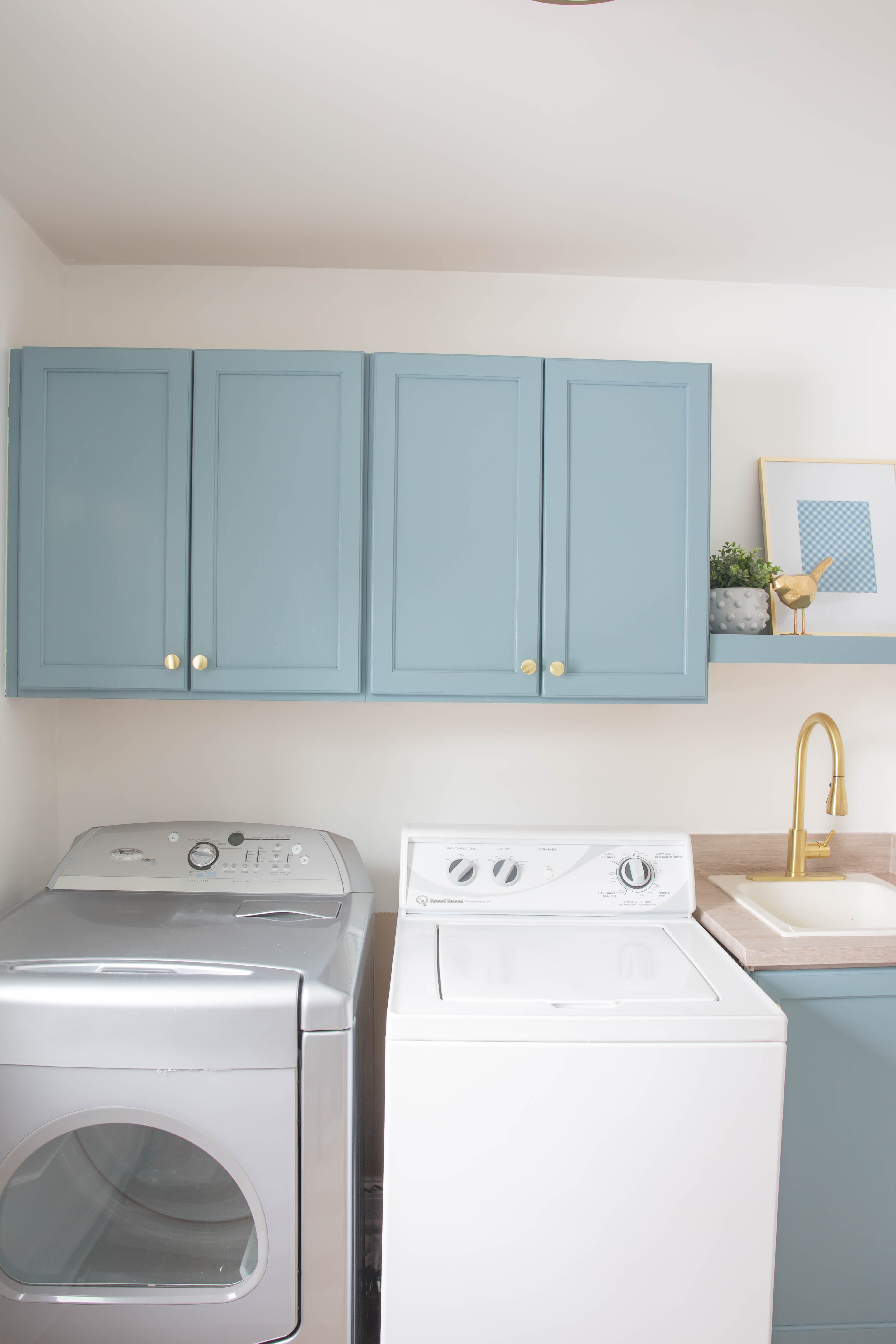 DIY Laundry Room Makeover - Blue Laundry Room Cabinets - Light Blue Laundry Room Cabinets - DIY Laundry Room - Small Laundry Room Makeover - Laundry Room Makeover on a Budget