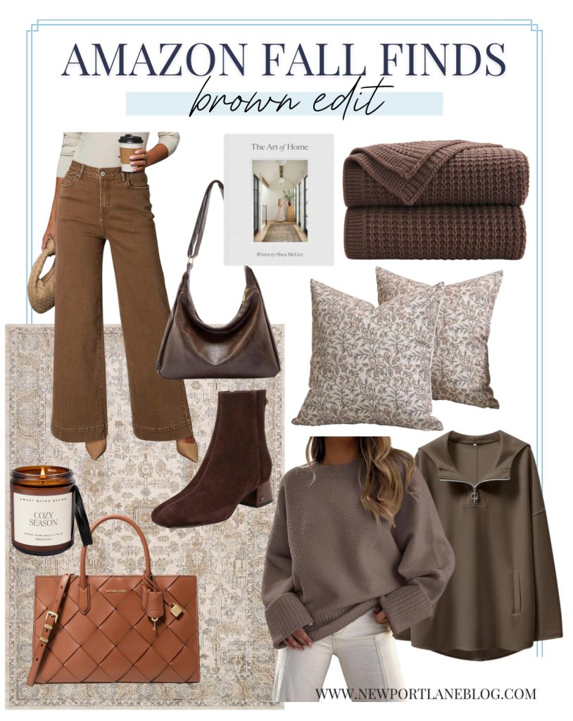 Amazon fall home decor and fashion finds in chocolate brown