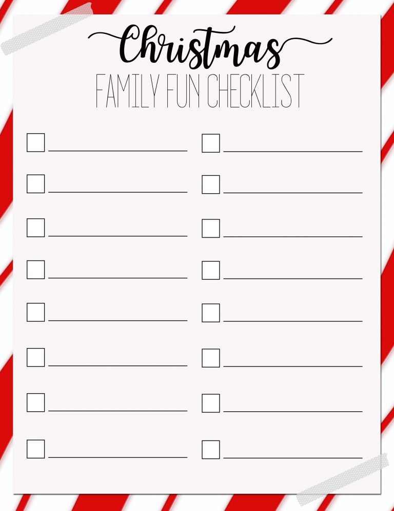 Free Christmas Family Fun Checklist
