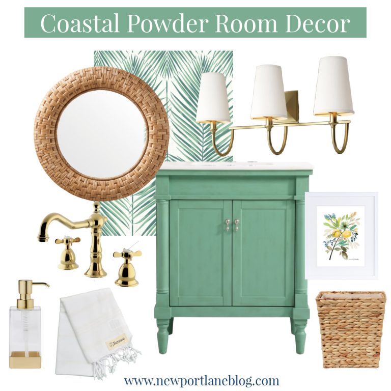 Green Coastal Powder Room Decor